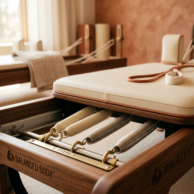 Cama reformer de pilates en detalle